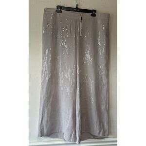 Chico's Nude Sequin Wide Leg Crop Palazzo Dress Pant 18P/3.5P Wedding Party New